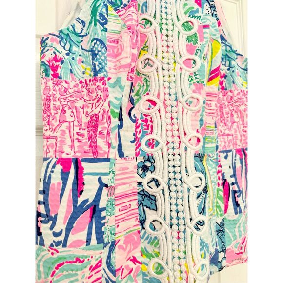 Lilly Pulitzer Multicolor Summer Remix‎ Patchwork Pearl Top Size 0 - Picture 2 of 6